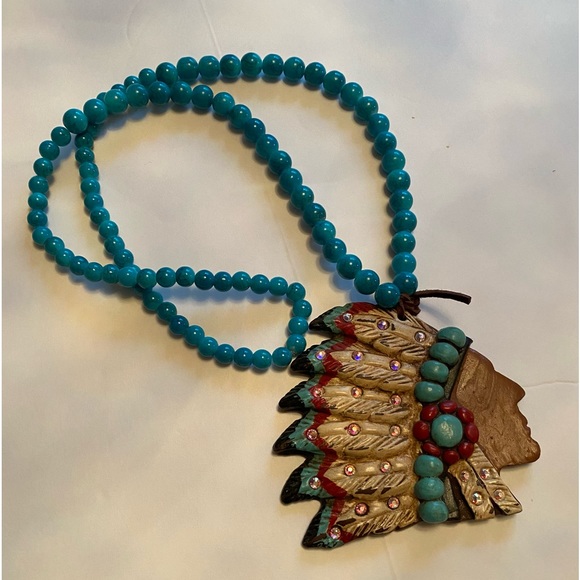 Sookie Sookie Signed Big Chief Necklace & Pendant - Picture 1 of 13